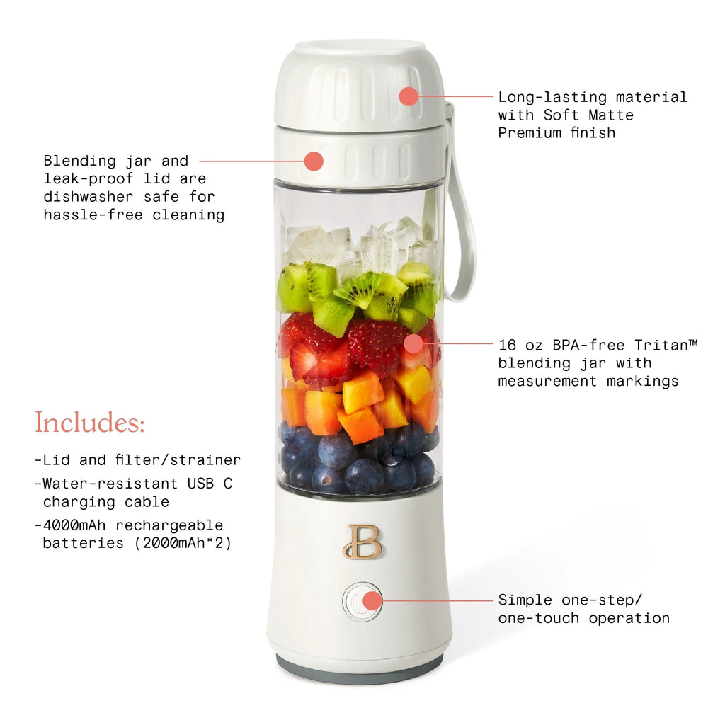 Licuadora Portátil Para Llevar 2.0, 70 W, 16 Oz, Glaseado Blanco by Drew Barrymore - thewrightstore