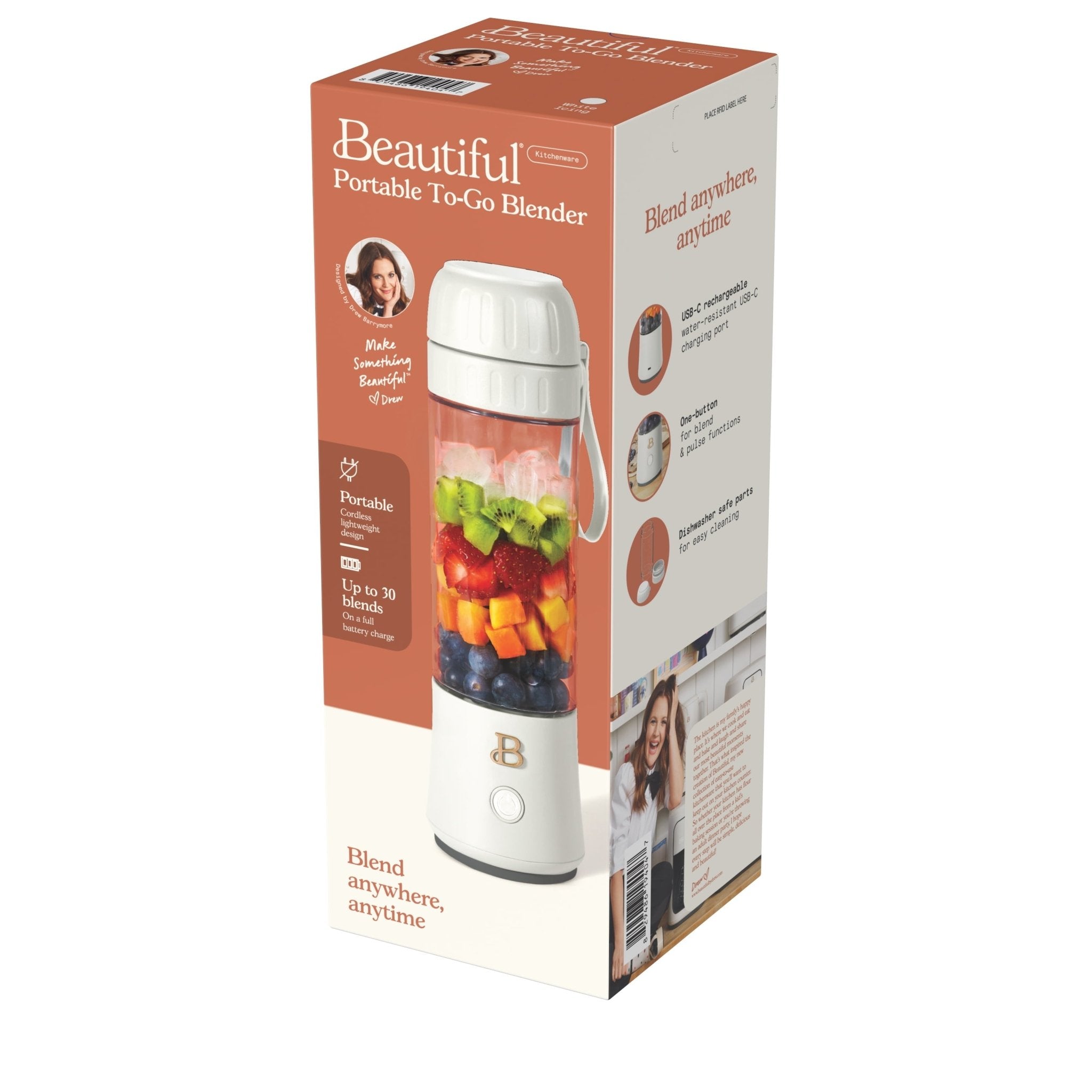 Licuadora Portátil Para Llevar 2.0, 70 W, 16 Oz, Glaseado Blanco by Drew Barrymore - thewrightstore