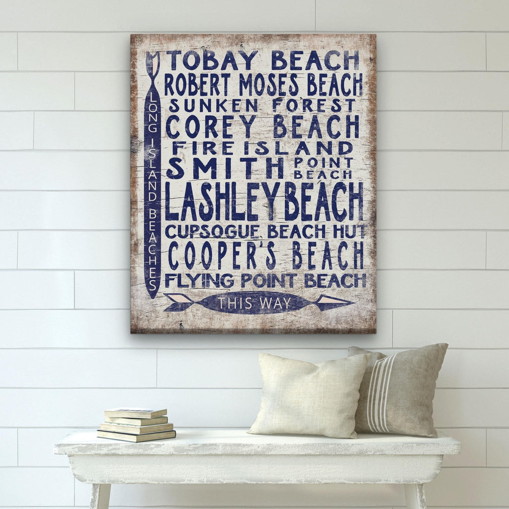 Long Island Beaches Sign Wood - Look Shore Arrow Sign - thewrightstore