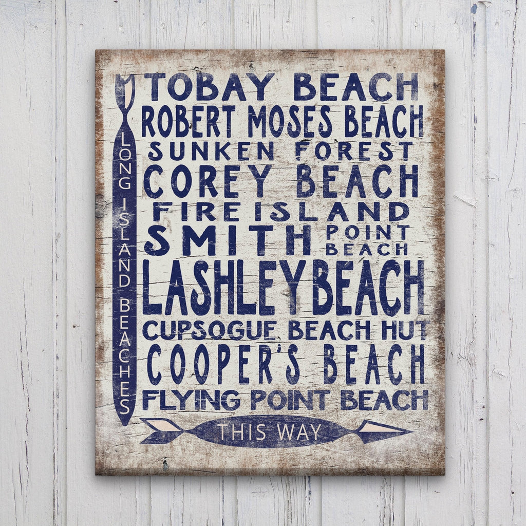 Long Island Beaches Sign Wood - Look Shore Arrow Sign - thewrightstore