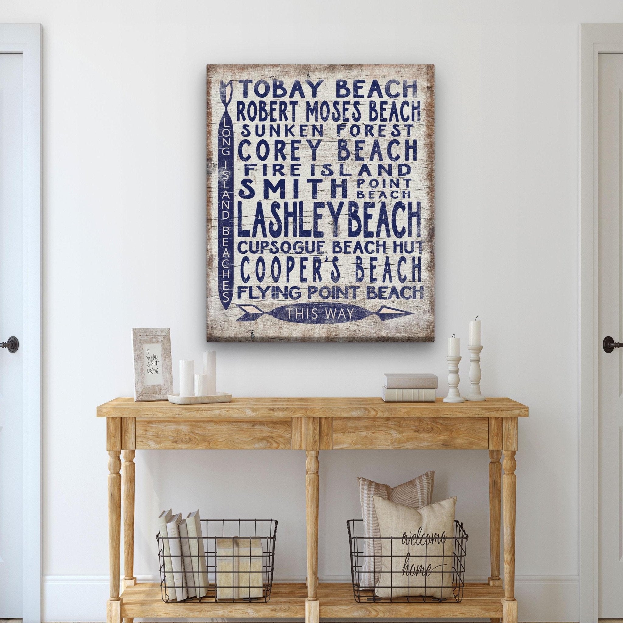 Long Island Beaches Sign Wood - Look Shore Arrow Sign - thewrightstore