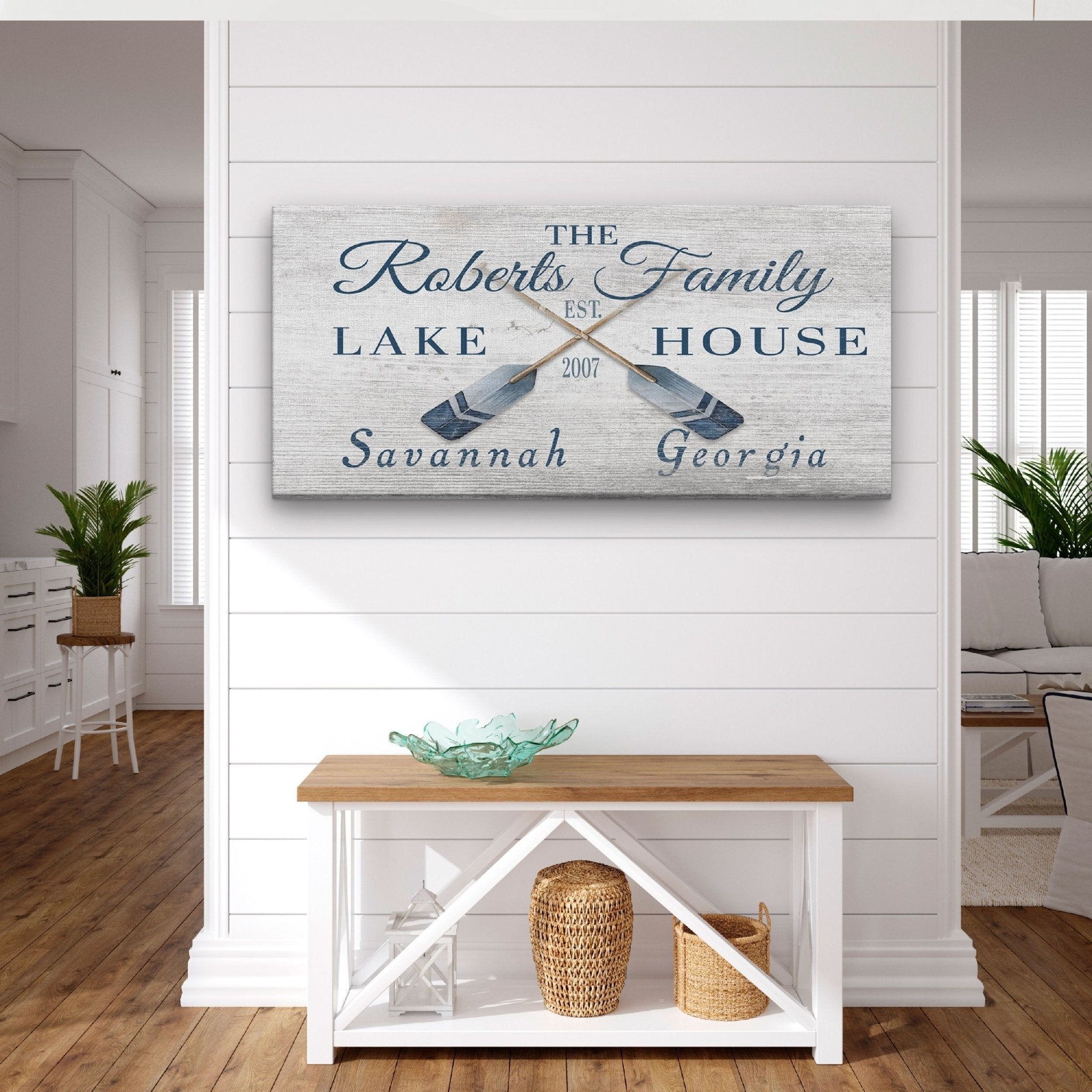 Longitude Latitude Personalized Coordinates Sign, With, Rustic Oars Paddles - thewrightstore