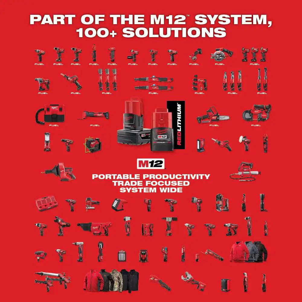 M12 12V Lithium - Ion Cordless Combo Kit (5 - Tool) with Two 1.5 Ah Batteries, Charger and Tool Bag - thewrightstore