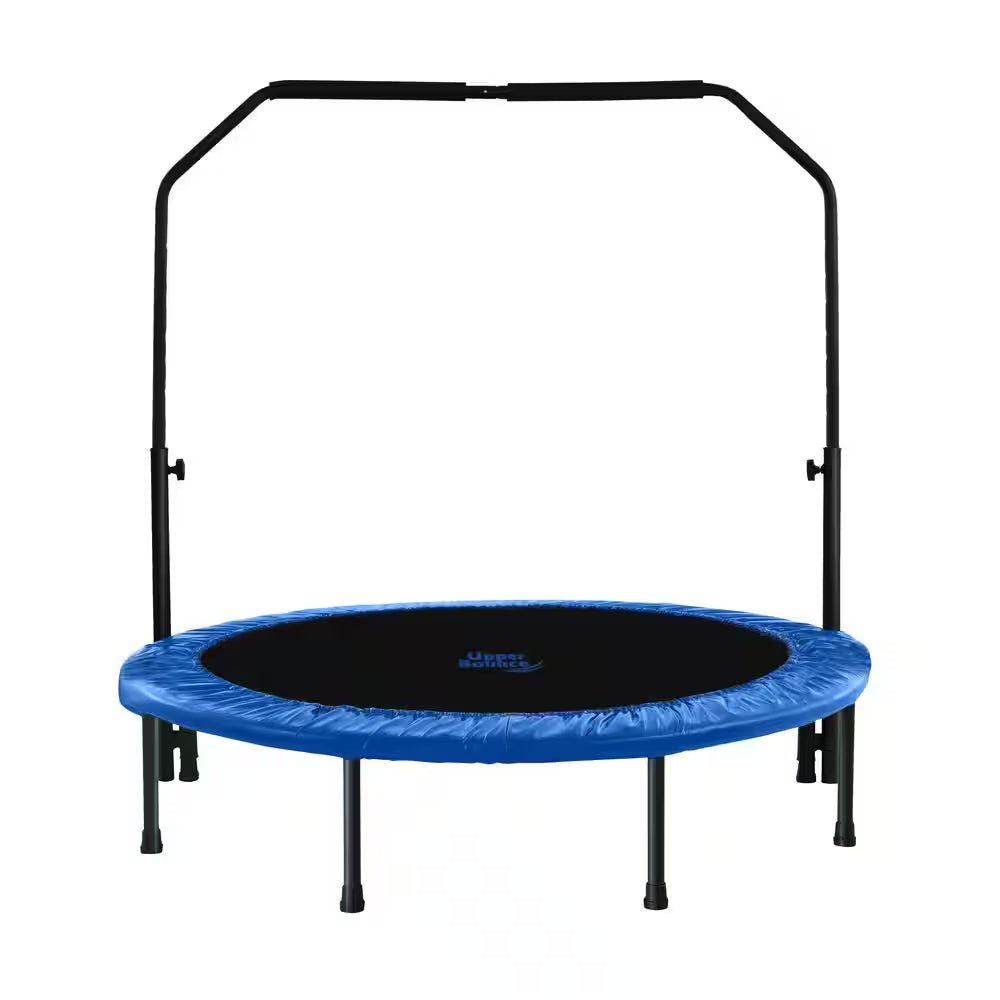 Machrus 40 In. Mini Trampoline with Adjustable Handbar - round Foldable Rebounder Fitness Trampoline - thewrightstore