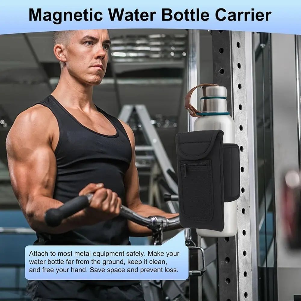 Magnetic Gym Water Bottle Bag Holder, Built - In Magnet for Easy Attachment to Metal Surface, Magnetic Bottle Sleeve Pouch - thewrightstore