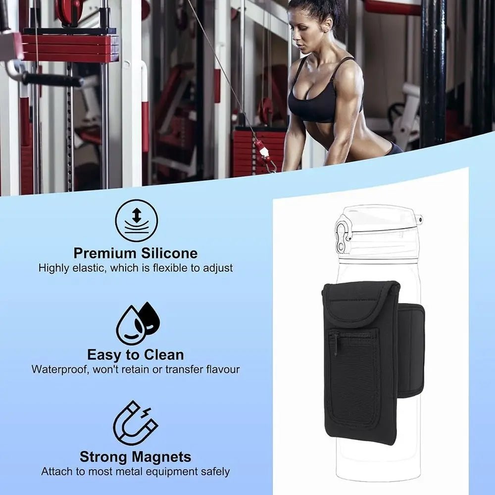 Magnetic Gym Water Bottle Bag Holder, Built - In Magnet for Easy Attachment to Metal Surface, Magnetic Bottle Sleeve Pouch - thewrightstore