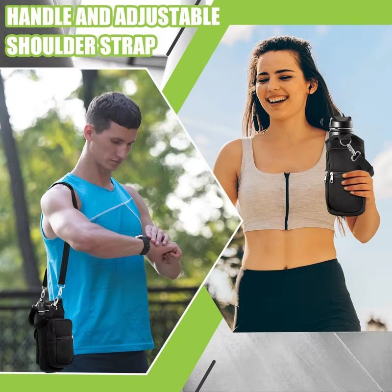 Magnetic Water Bottle Holder Gym Water Bottle Carrier Bag W/ Phone Pocket Handle Shoulder Strap 6 Built - In Magnets Water Bottle - thewrightstore