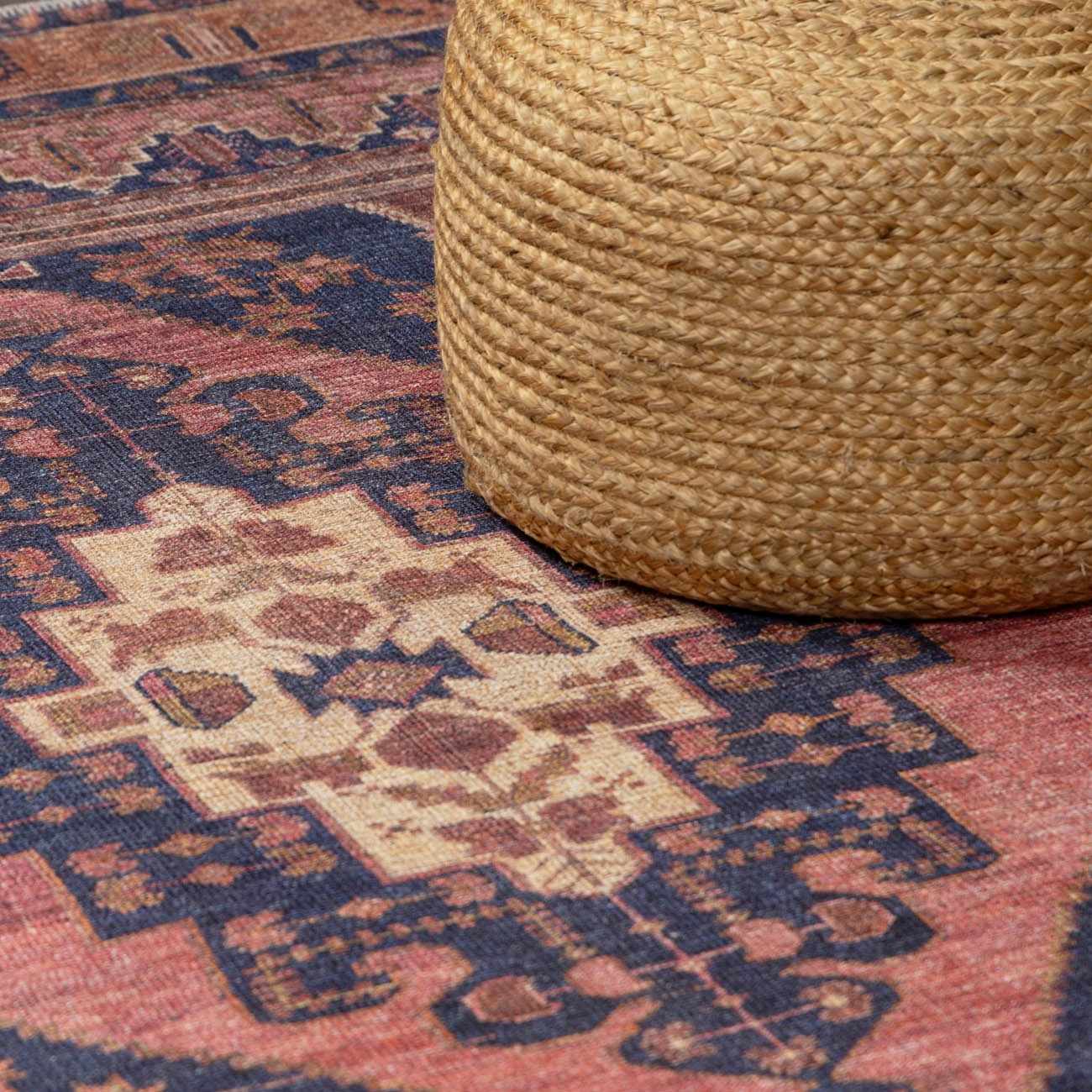 Malamote Vintage Flat Pile Washable Rug - thewrightstore