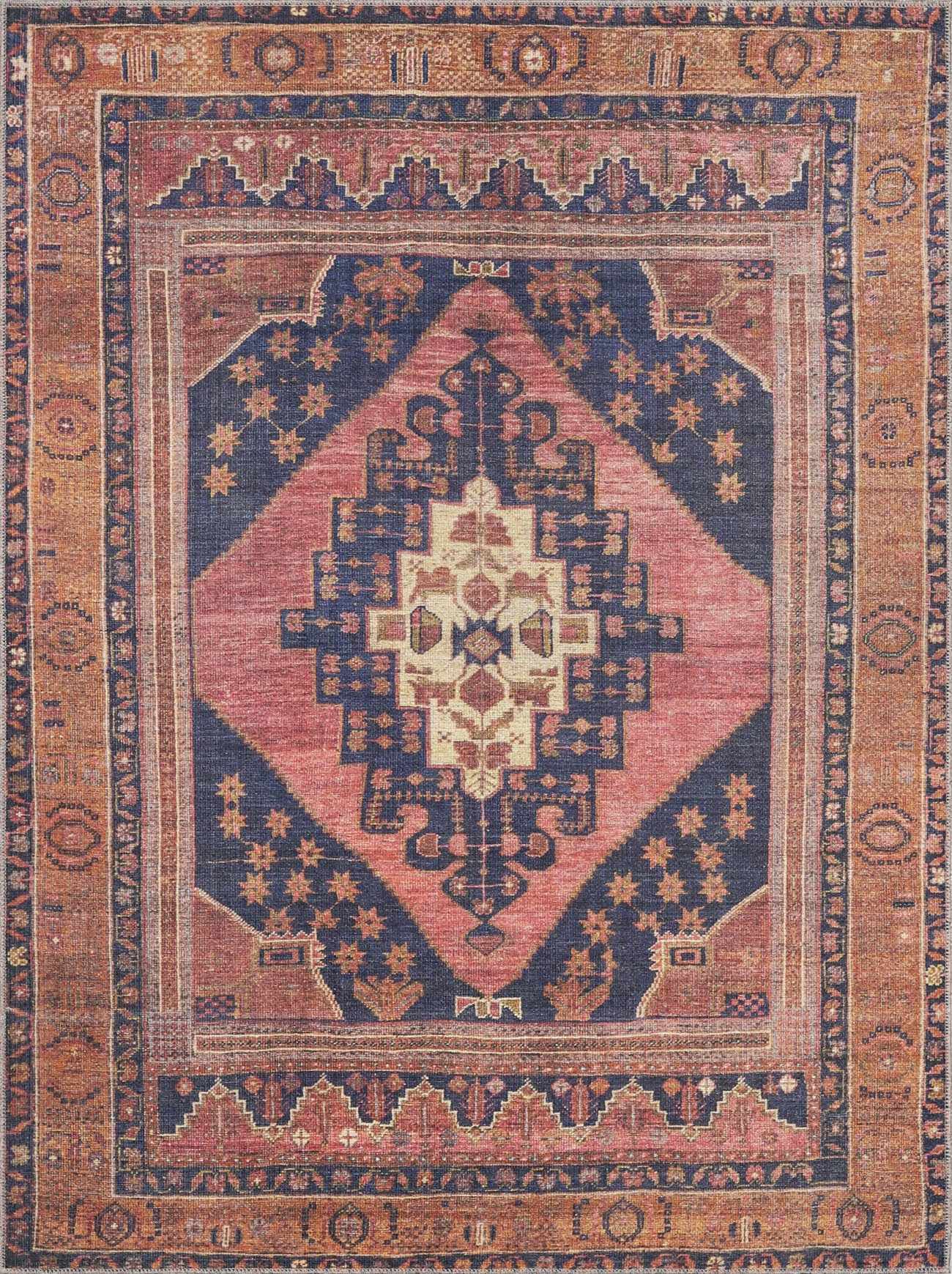 Malamote Vintage Flat Pile Washable Rug - thewrightstore