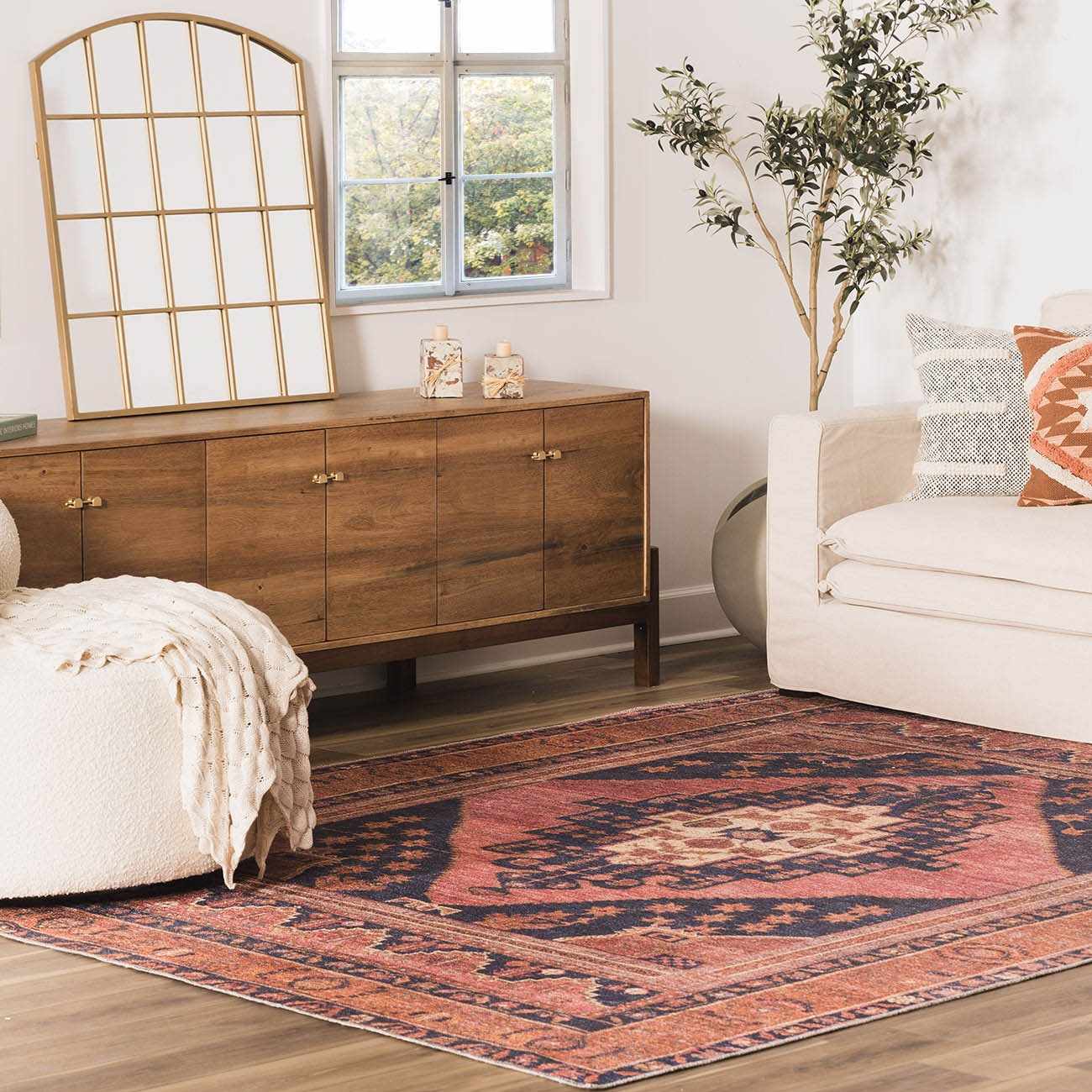 Malamote Vintage Flat Pile Washable Rug - thewrightstore