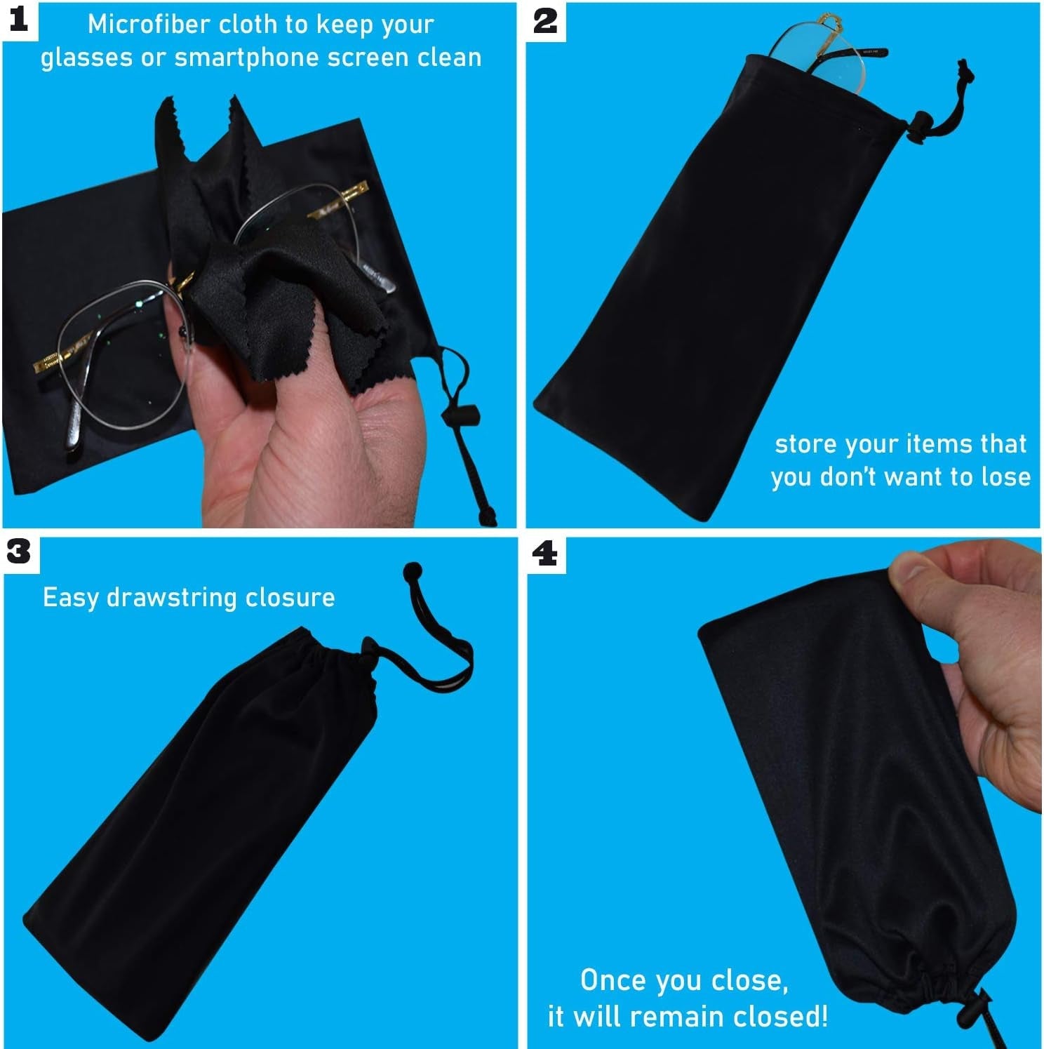 Mamlyn High - Quality Microfiber Sunglasses Pouch with Spring Fastener - thewrightstore