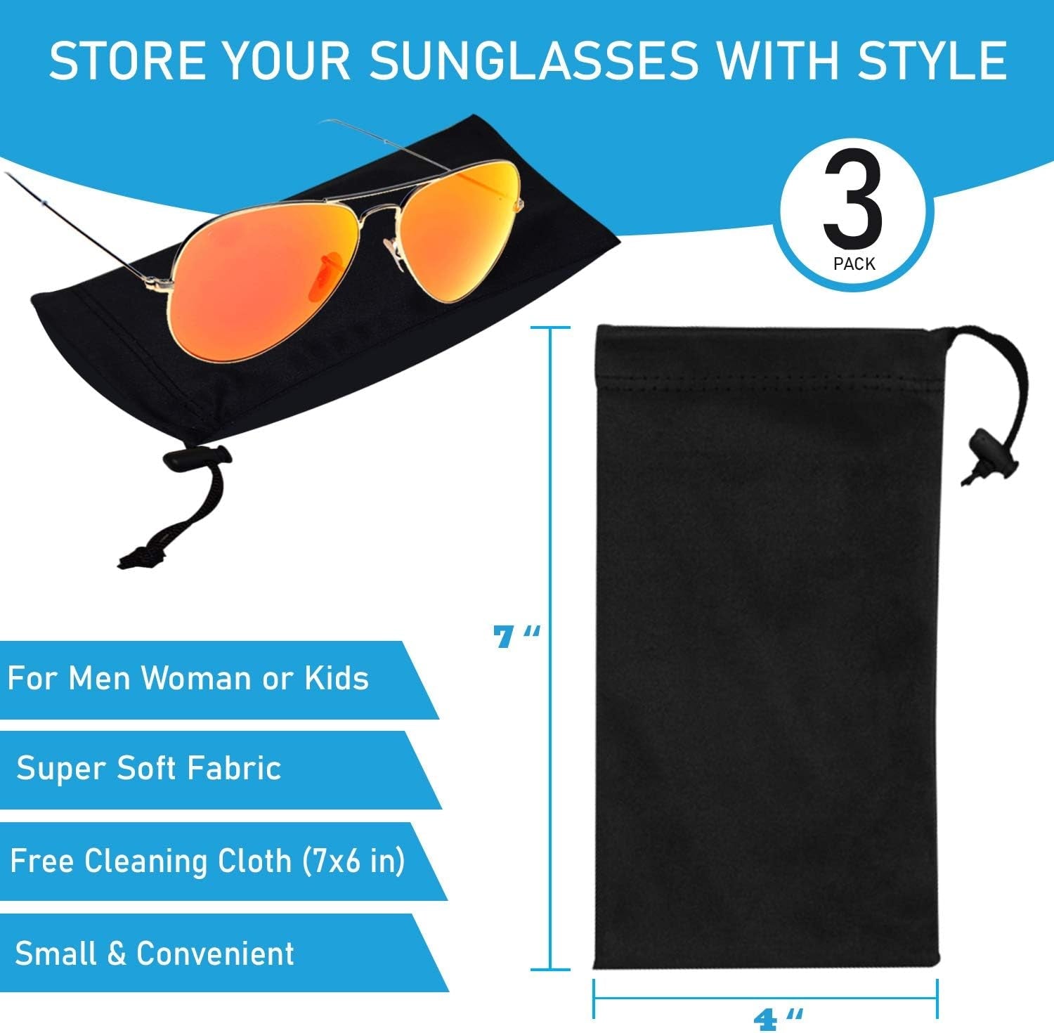 Mamlyn High - Quality Microfiber Sunglasses Pouch with Spring Fastener - thewrightstore