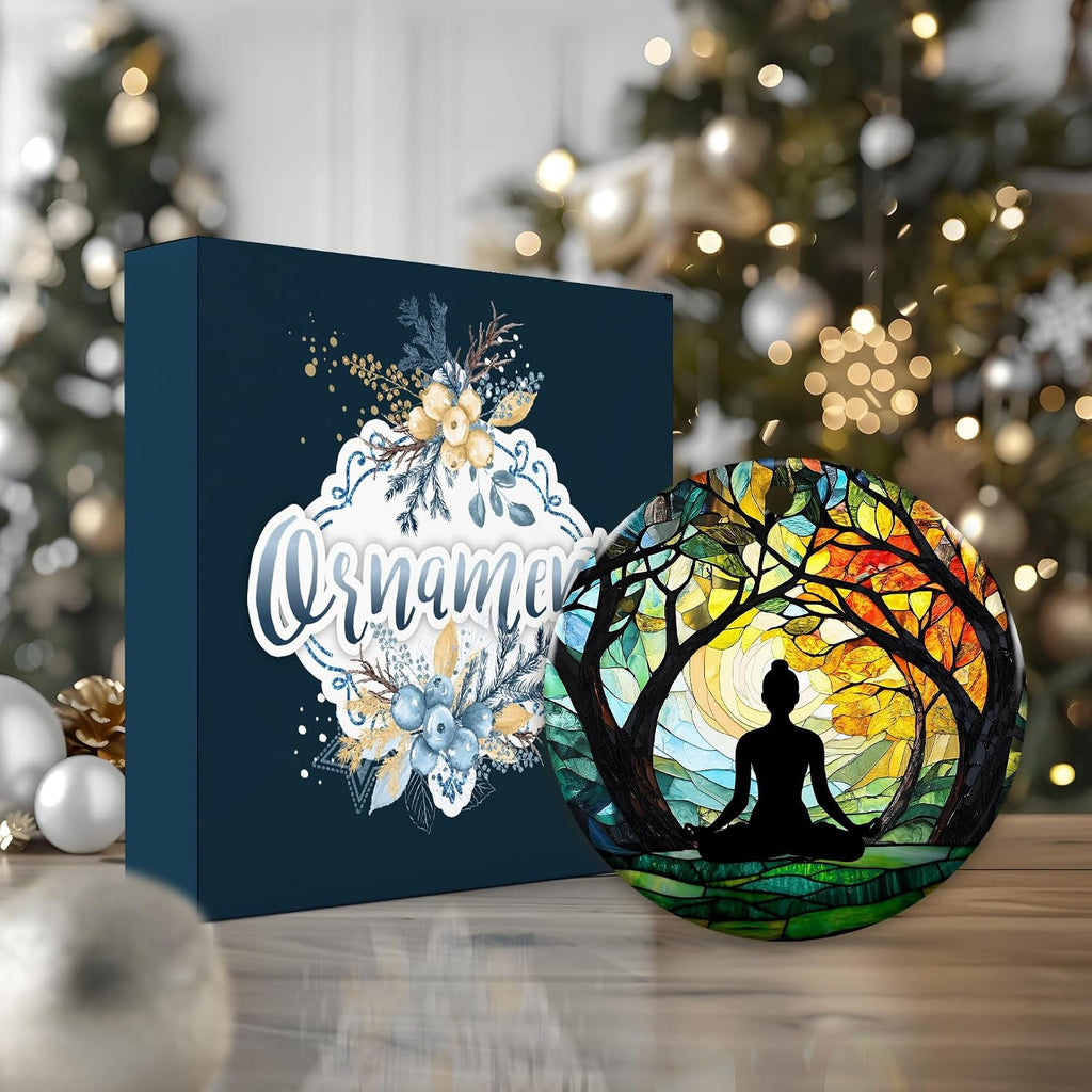 Meditation and Yoga Ornament 2025 for Spiritual Healing and Stress Relief - Tree of Life Inspirational Gift for Yoga Enthusiasts and Holiday Decor - thewrightstore