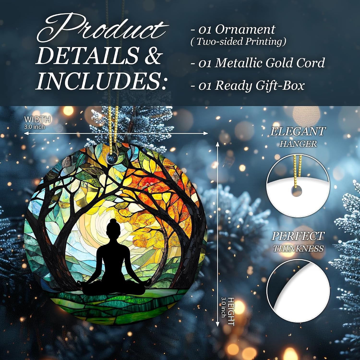 Meditation and Yoga Ornament 2025 for Spiritual Healing and Stress Relief - Tree of Life Inspirational Gift for Yoga Enthusiasts and Holiday Decor - thewrightstore