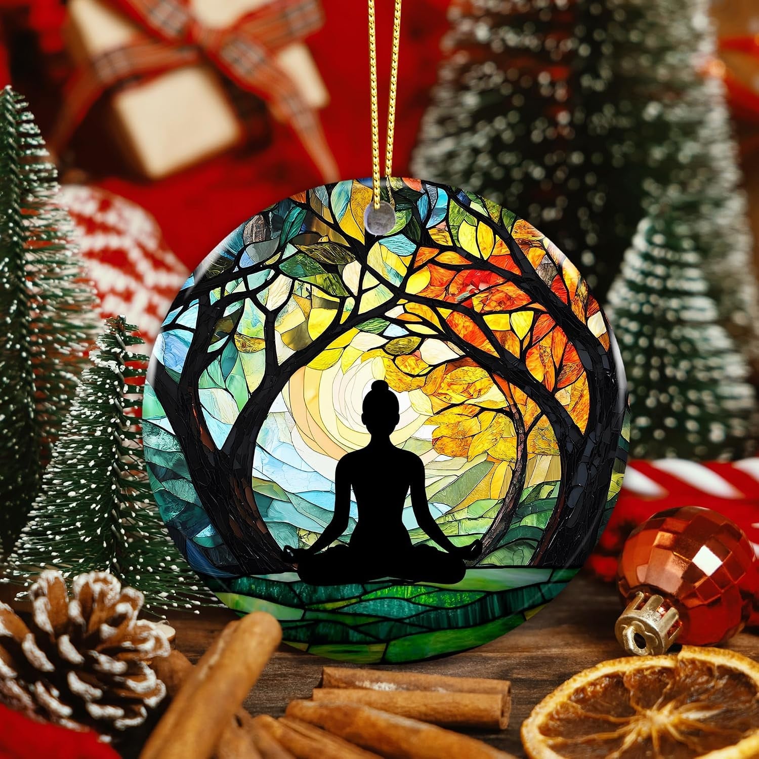 Meditation and Yoga Ornament 2025 for Spiritual Healing and Stress Relief - Tree of Life Inspirational Gift for Yoga Enthusiasts and Holiday Decor - thewrightstore