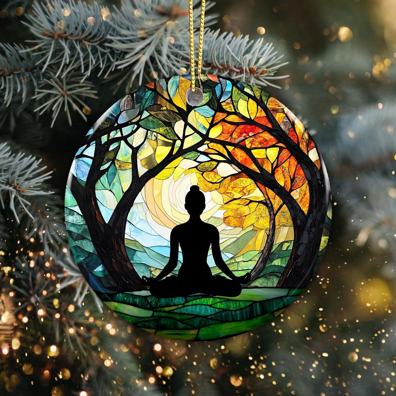 Meditation and Yoga Ornament 2025 for Spiritual Healing and Stress Relief - Tree of Life Inspirational Gift for Yoga Enthusiasts and Holiday Decor - thewrightstore