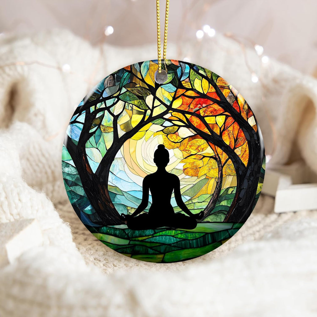 Meditation and Yoga Ornament 2025 for Spiritual Healing and Stress Relief - Tree of Life Inspirational Gift for Yoga Enthusiasts and Holiday Decor - thewrightstore