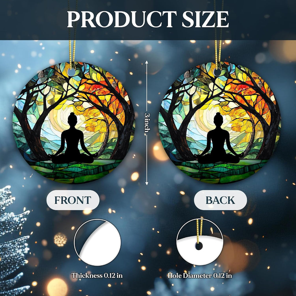 Meditation and Yoga Ornament 2025 for Spiritual Healing and Stress Relief - Tree of Life Inspirational Gift for Yoga Enthusiasts and Holiday Decor - thewrightstore