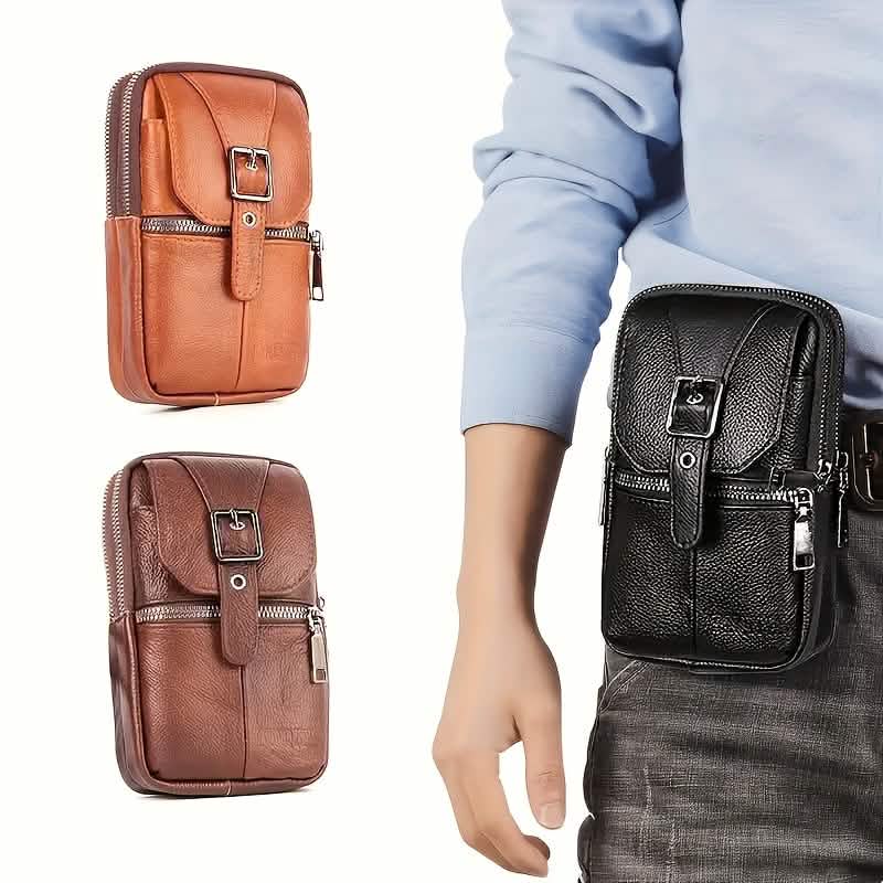 Men’s Genuine Leather Waist Bag Wallet - thewrightstore