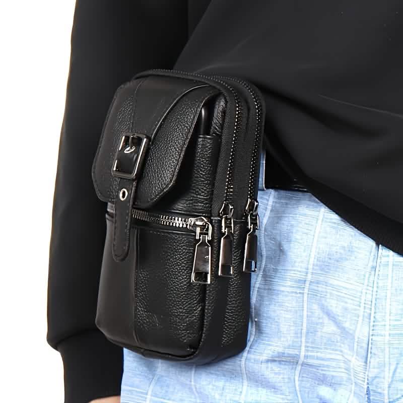Men’s Genuine Leather Waist Bag Wallet - thewrightstore