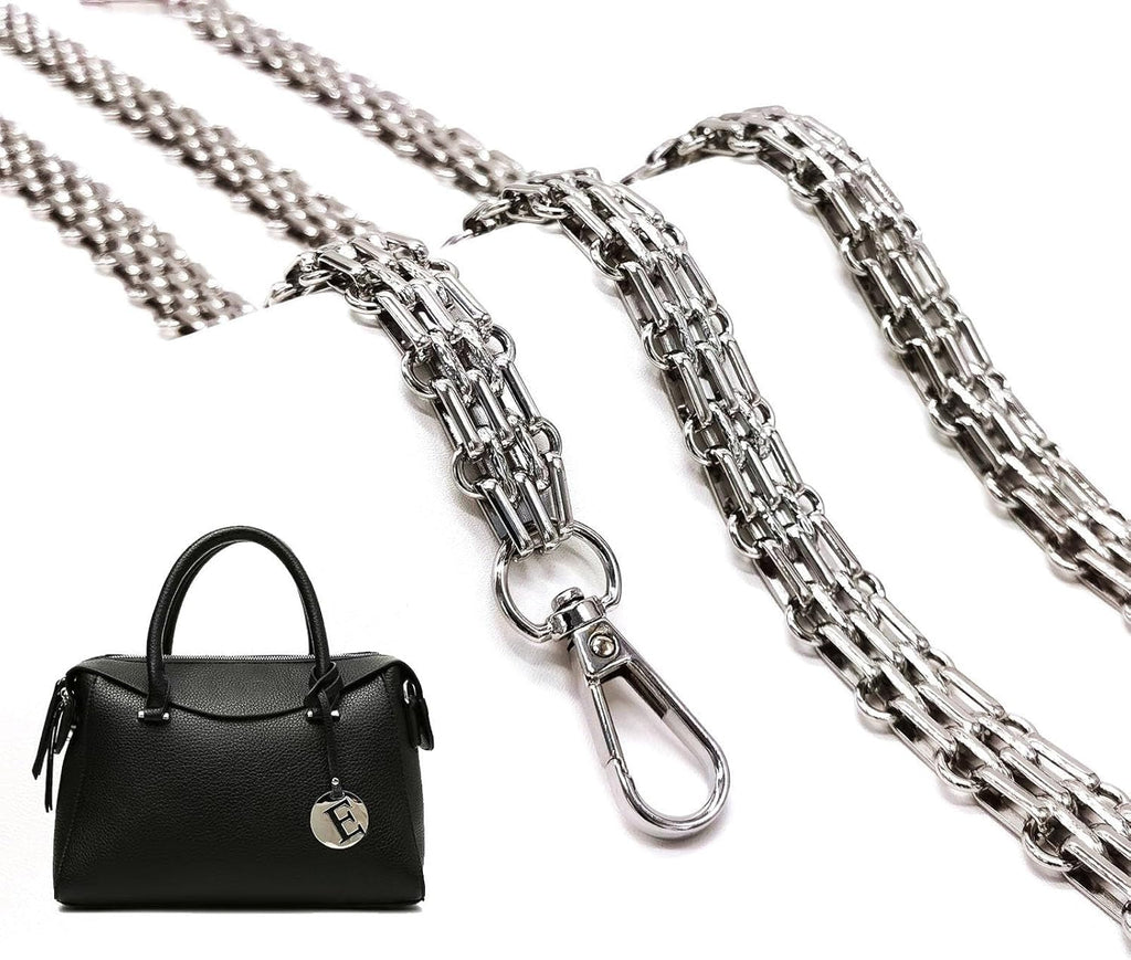 Metal Wide Chunky Crossbody Purse Strap Chain Replacement for Handbags - Silver, 47"/120cm - thewrightstore