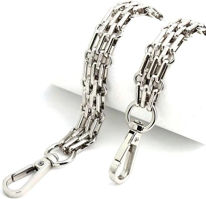 Metal Wide Chunky Crossbody Purse Strap Chain Replacement for Handbags - Silver, 47"/120cm - thewrightstore