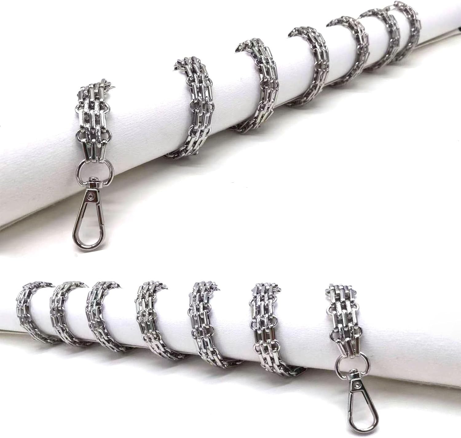 Metal Wide Chunky Crossbody Purse Strap Chain Replacement for Handbags - Silver, 47"/120cm - thewrightstore