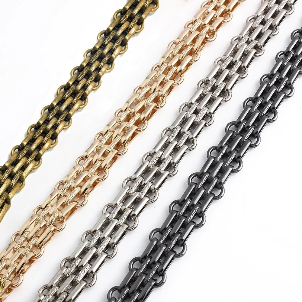 Metal Wide Chunky Crossbody Purse Strap Chain Replacement for Handbags - Silver, 47"/120cm - thewrightstore