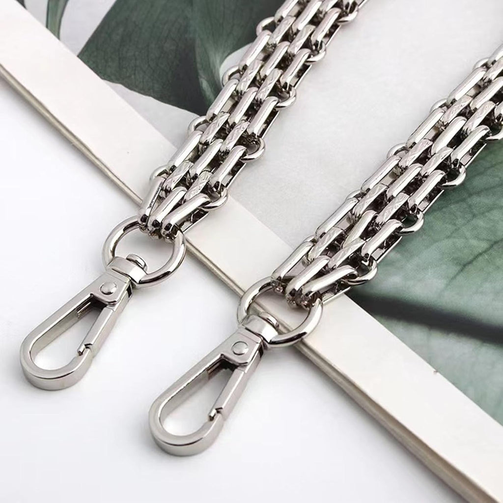 Metal Wide Chunky Crossbody Purse Strap Chain Replacement for Handbags - Silver, 47"/120cm - thewrightstore