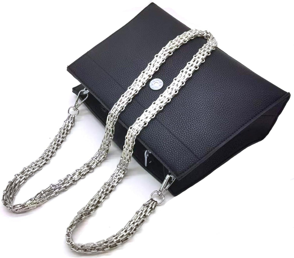 Metal Wide Chunky Crossbody Purse Strap Chain Replacement for Handbags - Silver, 47"/120cm - thewrightstore