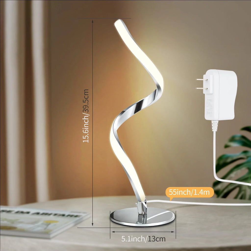 Modern Spiral Table Lamp - Touch Control Bedside Lamp, 3 Colors & Fully Stepless Dimmable Nightstand Lamps for Bedroom, Living Room & Office(3000K 4000K 5000K) - thewrightstore