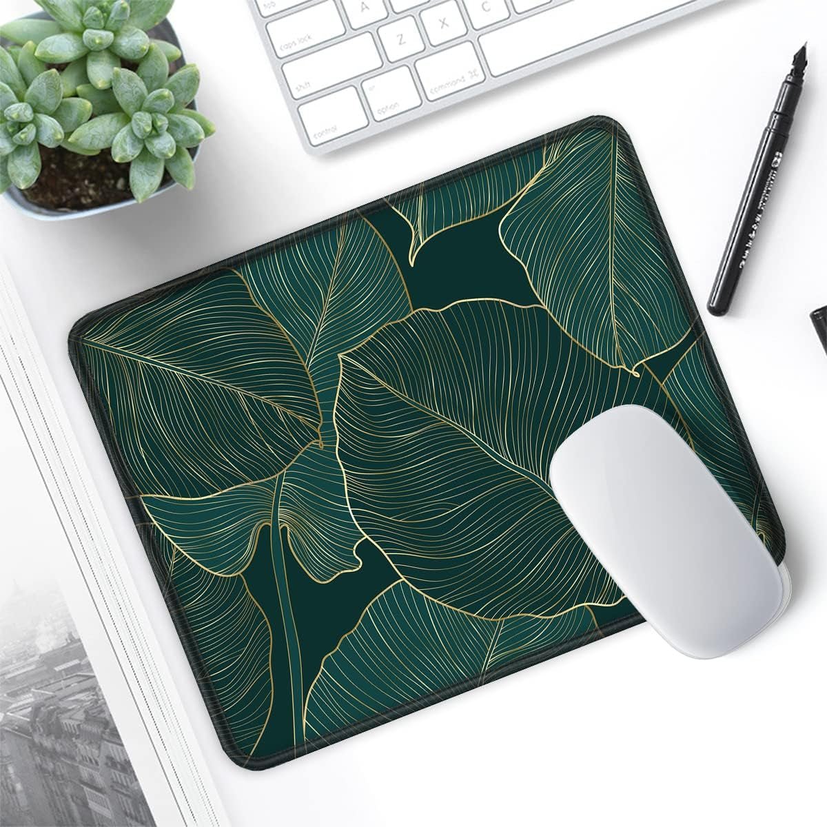 Mouse Pad with Stitched Edge Premium Textured Smooth Precise Operation Waterproof Washable Non - Slip Rubber Base Desktop.