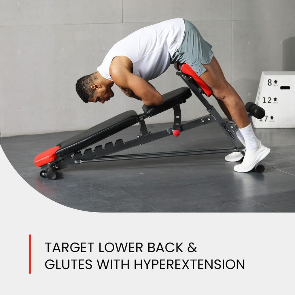 Multi - Functional FID Weight Bench for Full All - In - One Body Workout – Hyper Back Extension, Roman Chair, Adjustable Ab Sit up Bench, Incline Decline Bench, Flat Bench - thewrightstore