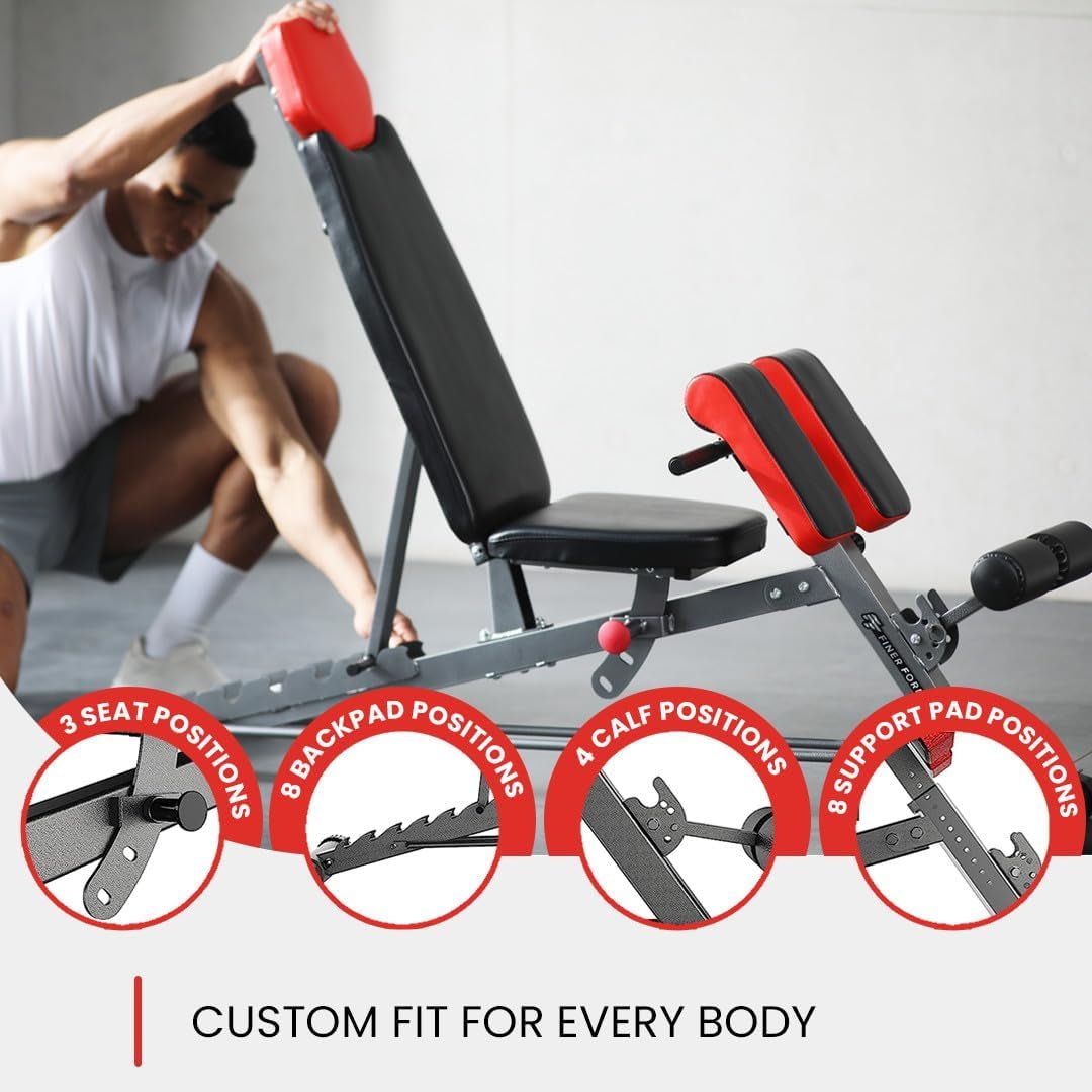 Multi - Functional FID Weight Bench for Full All - In - One Body Workout – Hyper Back Extension, Roman Chair, Adjustable Ab Sit up Bench, Incline Decline Bench, Flat Bench - thewrightstore