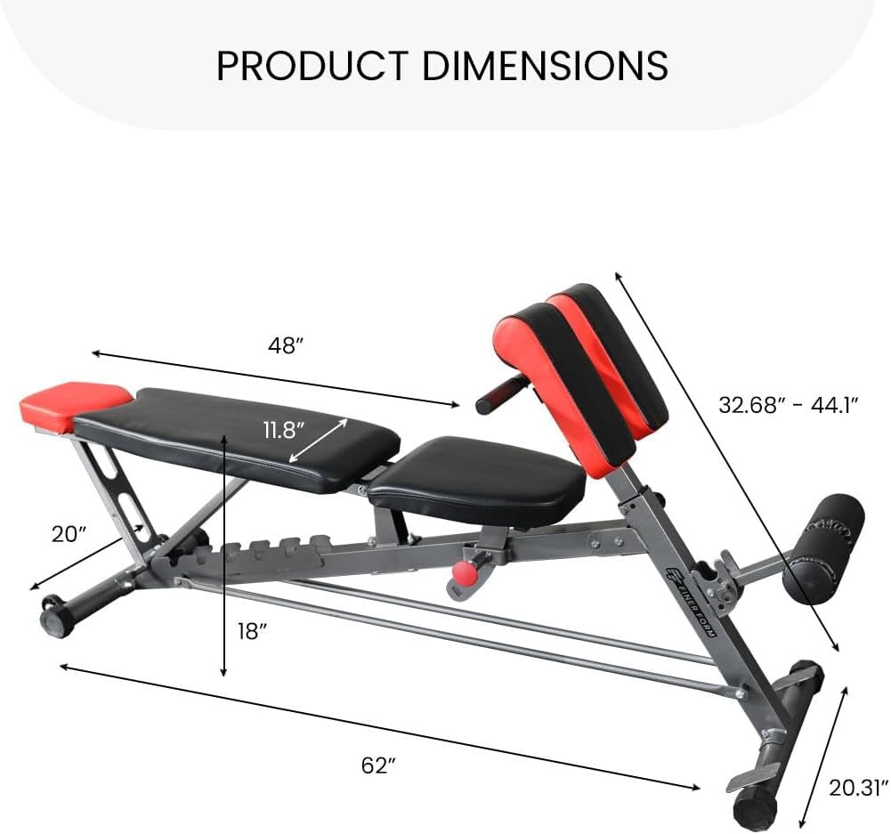 Multi - Functional FID Weight Bench for Full All - In - One Body Workout – Hyper Back Extension, Roman Chair, Adjustable Ab Sit up Bench, Incline Decline Bench, Flat Bench - thewrightstore