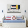 Nantucket Sign With Latitude Longitude Coordinates and ACK Maritime Flags - thewrightstore