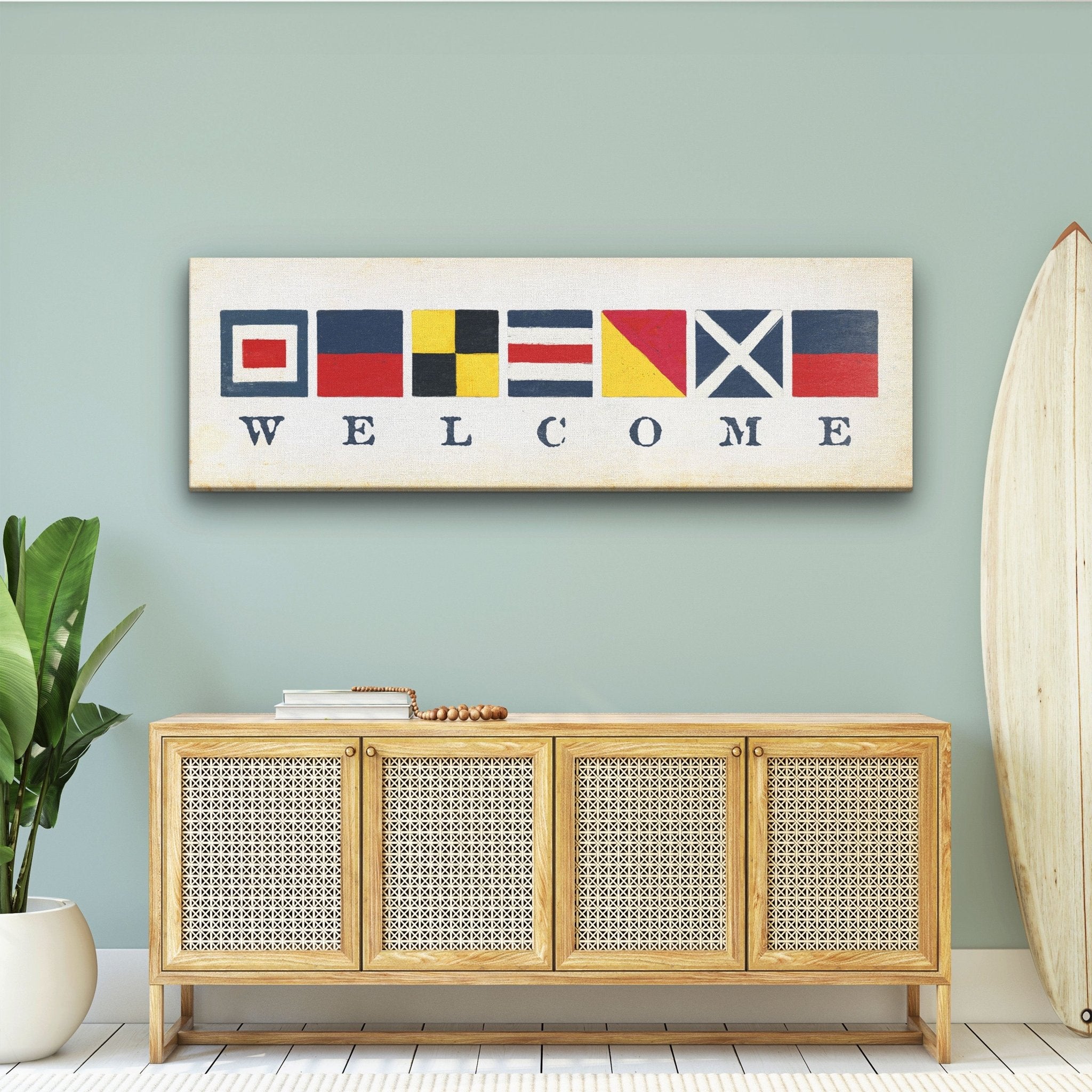 Nautical Welcome Flag Sign - Maritime Signal Flags - Coastal Wall Decor - thewrightstore