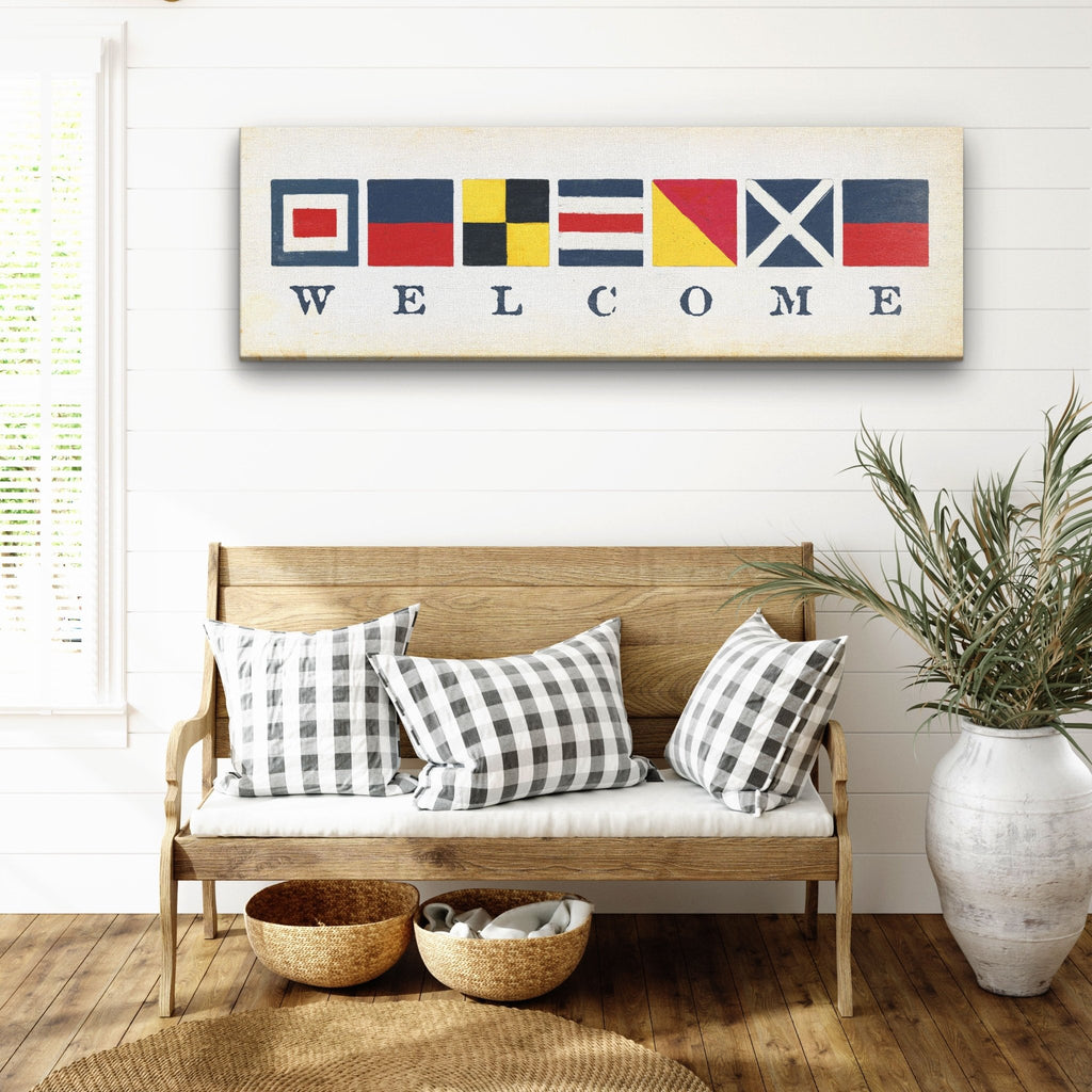 Nautical Welcome Flag Sign - Maritime Signal Flags - Coastal Wall Decor - thewrightstore