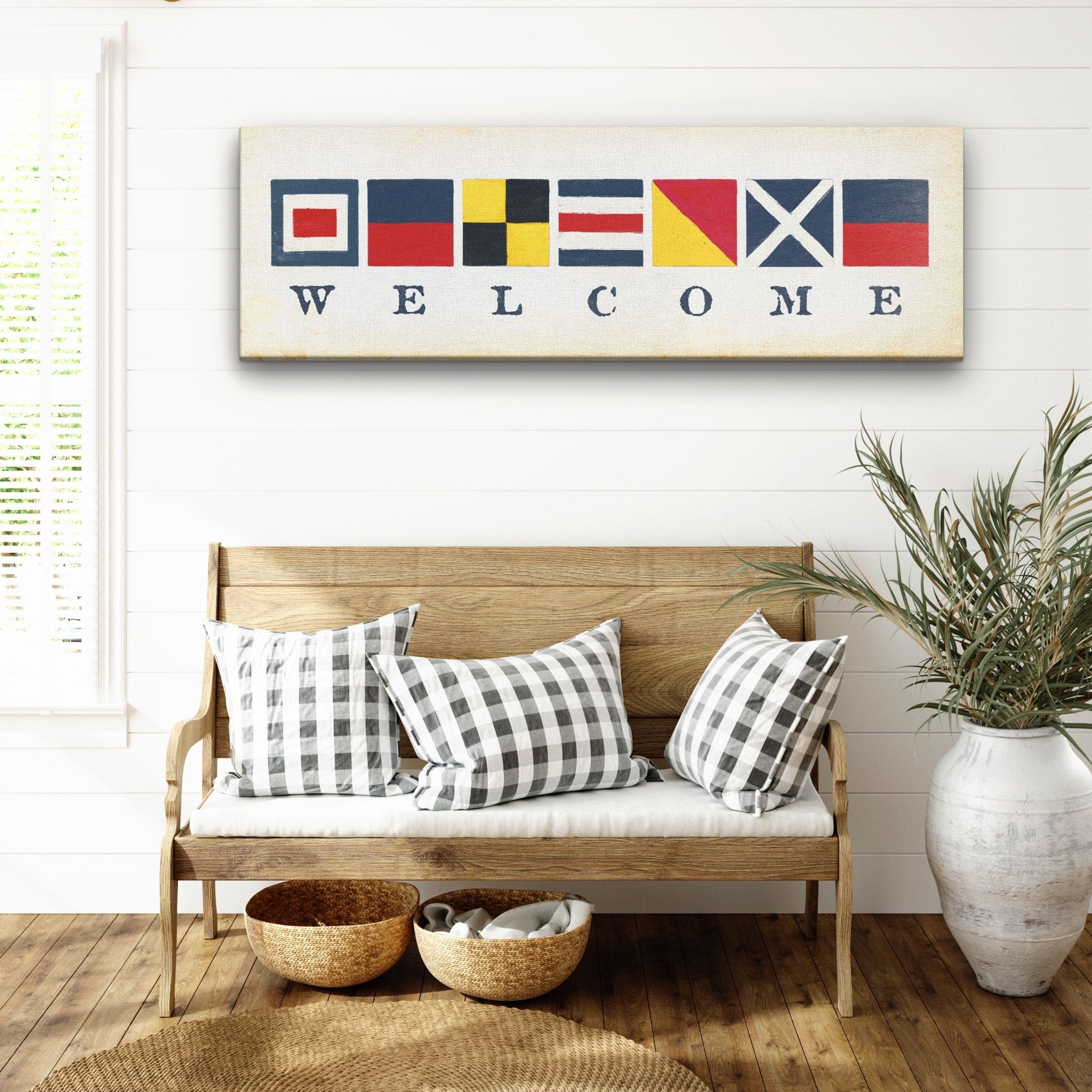 Nautical Welcome Flag Sign - Maritime Signal Flags - Coastal Wall Decor - thewrightstore