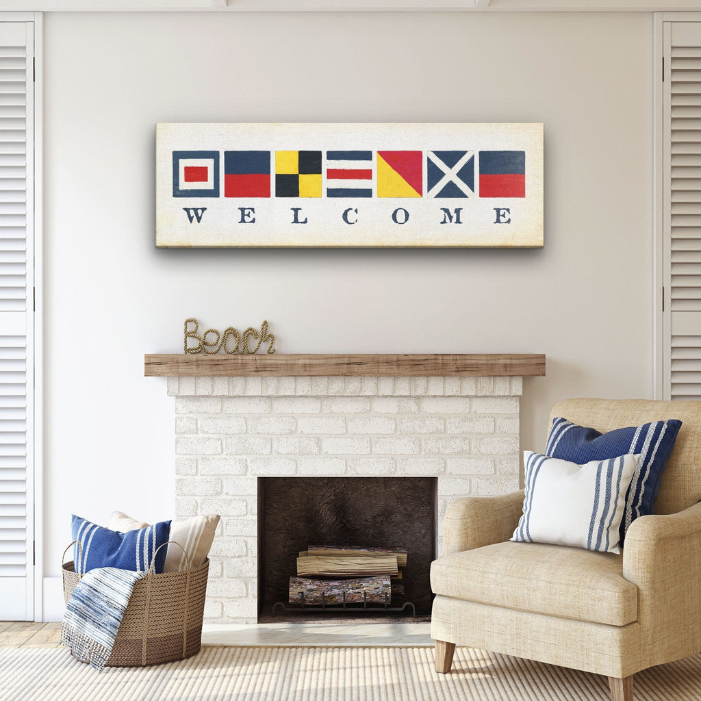 Nautical Welcome Flag Sign - Maritime Signal Flags - Coastal Wall Decor - thewrightstore