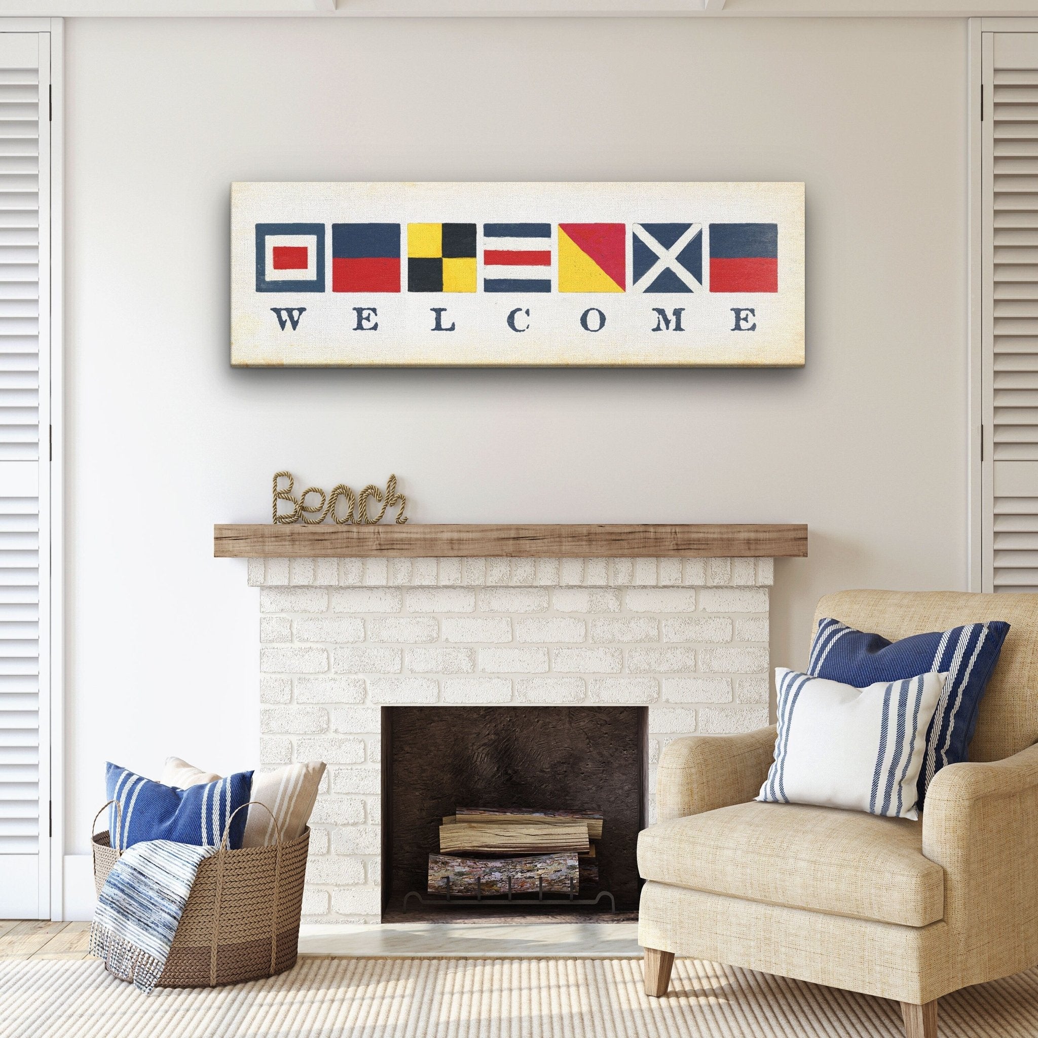 Nautical Welcome Flag Sign - Maritime Signal Flags - Coastal Wall Decor - thewrightstore