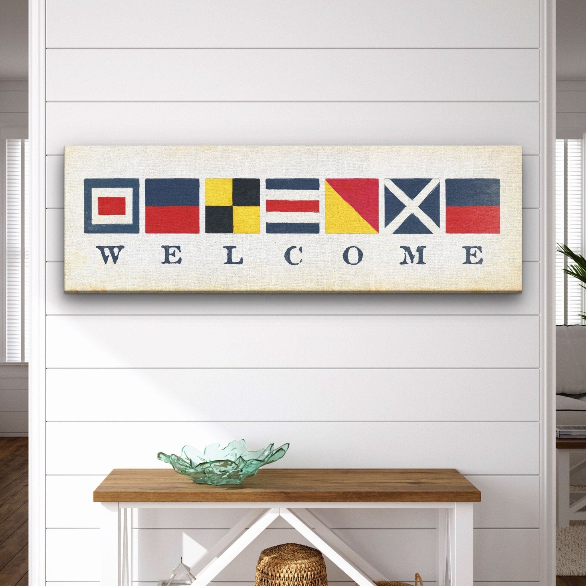 Nautical Welcome Flag Sign - Maritime Signal Flags - Coastal Wall Decor - thewrightstore