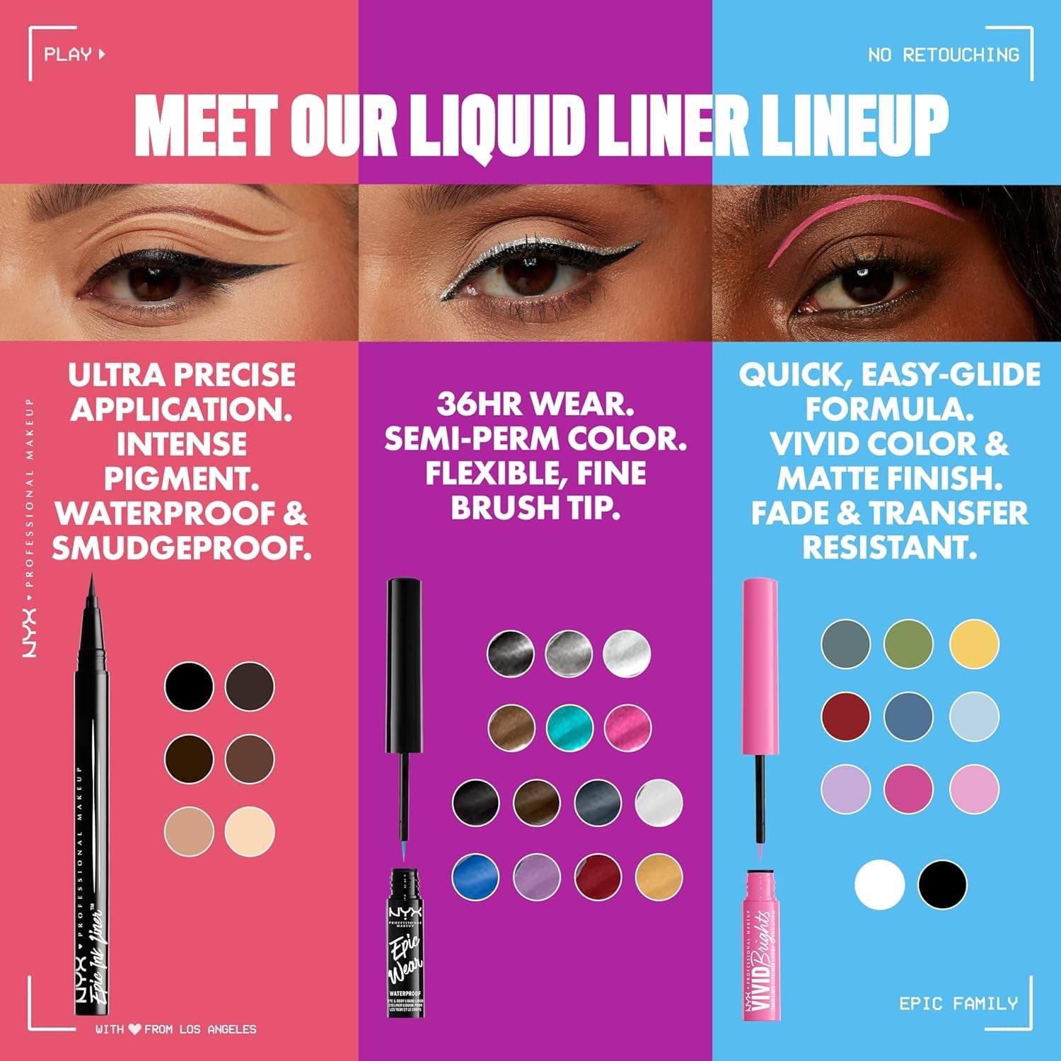NYX Professional Makeup Epic Ink Liner - Waterproof Liquid Eyeliner in Black (Set of 2), Vegan Formula - thewrightstore
