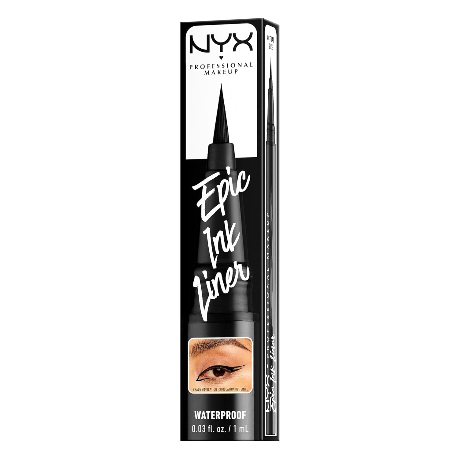 NYX Professional Makeup Epic Ink Liner - Waterproof Liquid Eyeliner in Black (Set of 2), Vegan Formula - thewrightstore