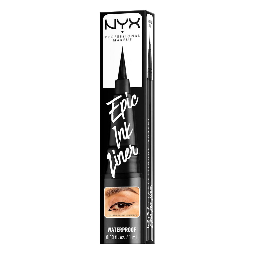 NYX Professional Makeup Epic Ink Waterproof Liquid Eyeliner - Black (Set of 2), Vegan Formula - thewrightstore