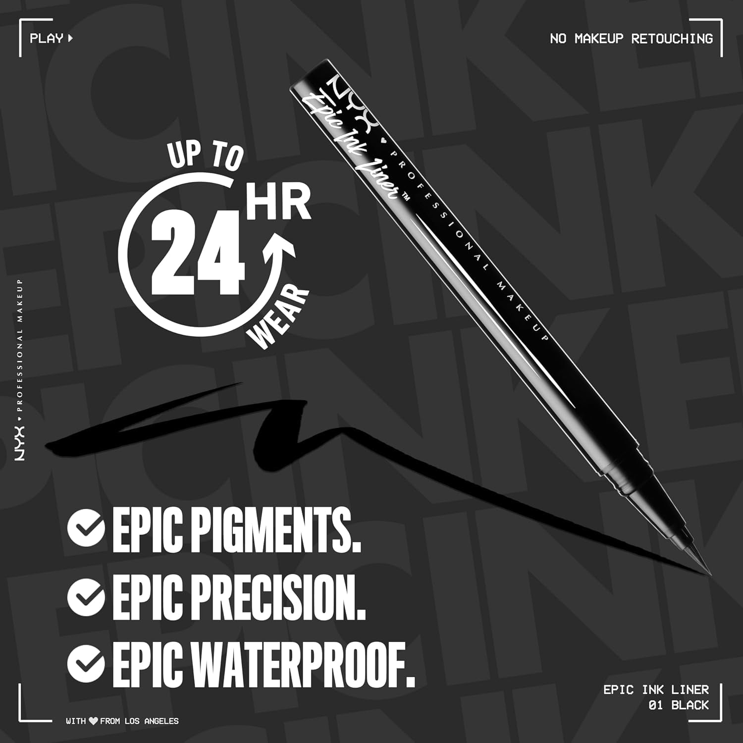 NYX Professional Makeup Epic Ink Waterproof Liquid Eyeliner - Black (Set of 2), Vegan Formula - thewrightstore