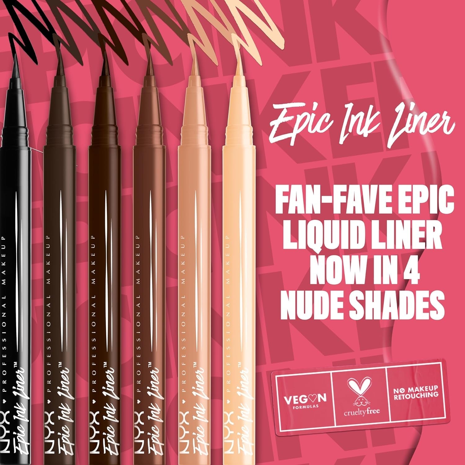 NYX Professional Makeup Epic Ink Waterproof Liquid Eyeliner - Black (Set of 2), Vegan Formula - thewrightstore