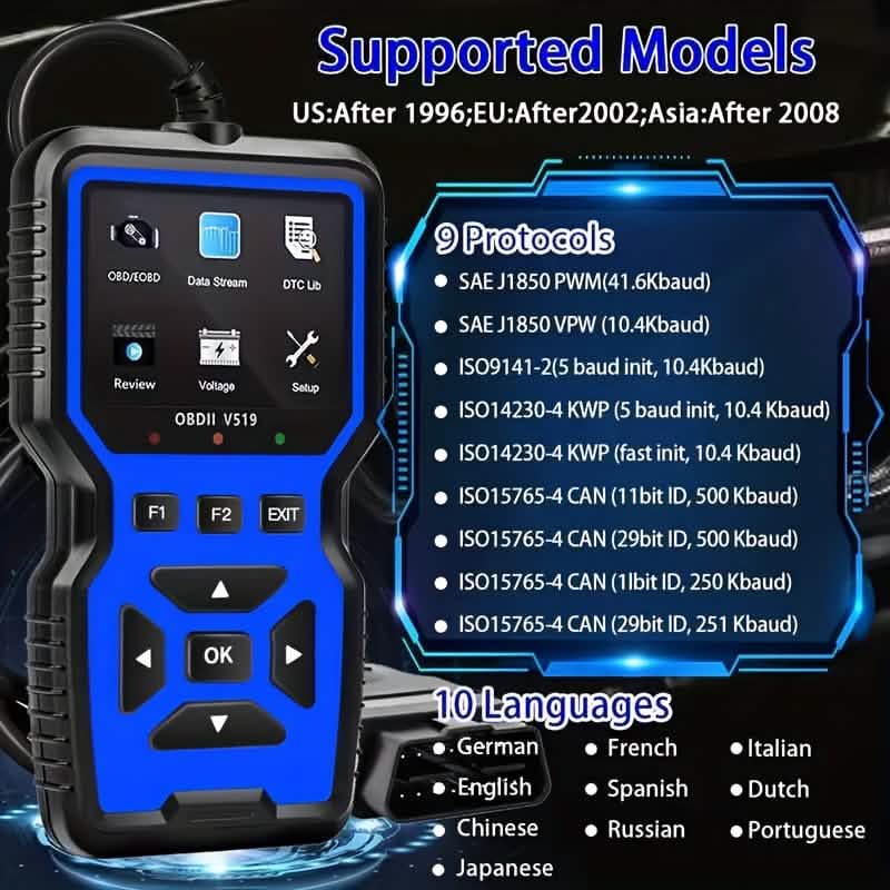 OBD2 Engine Diagnostic Tool – Universal Code Reader (Blue) - thewrightstore