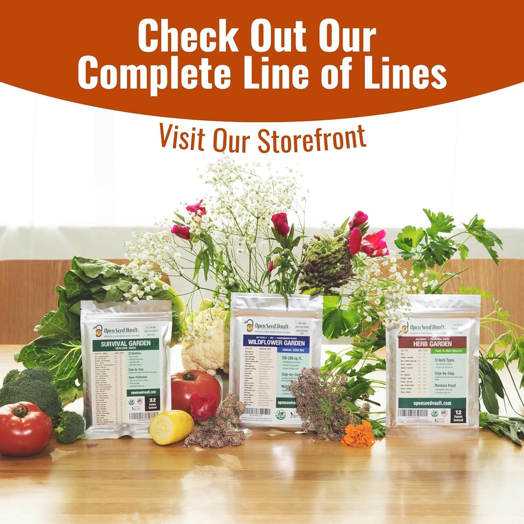 Open Seed Vault - 15,000 Heirloom Seeds Across 32 Varieties for Survival Gardening - Non-GMO Vegetable and Fruit Seeds for 2026 Season - Suitable for Indoor and Outdoor Planting - thewrightstore