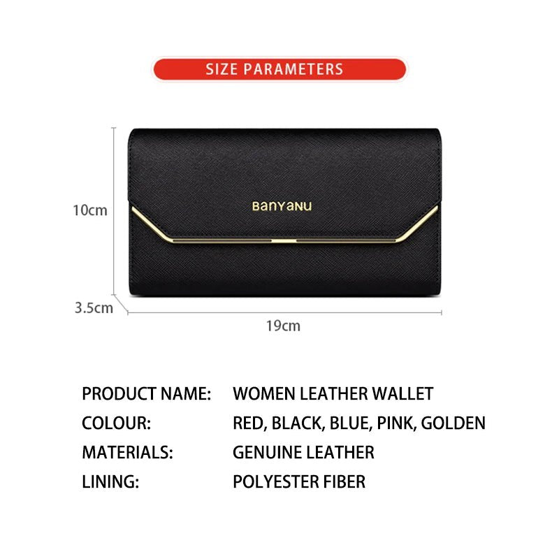 Original Genuine Leather Wallet for Women Luxury Designer Women'S Wallets Long Clutch RFID Purses Women Card Holder Handbag - thewrightstore